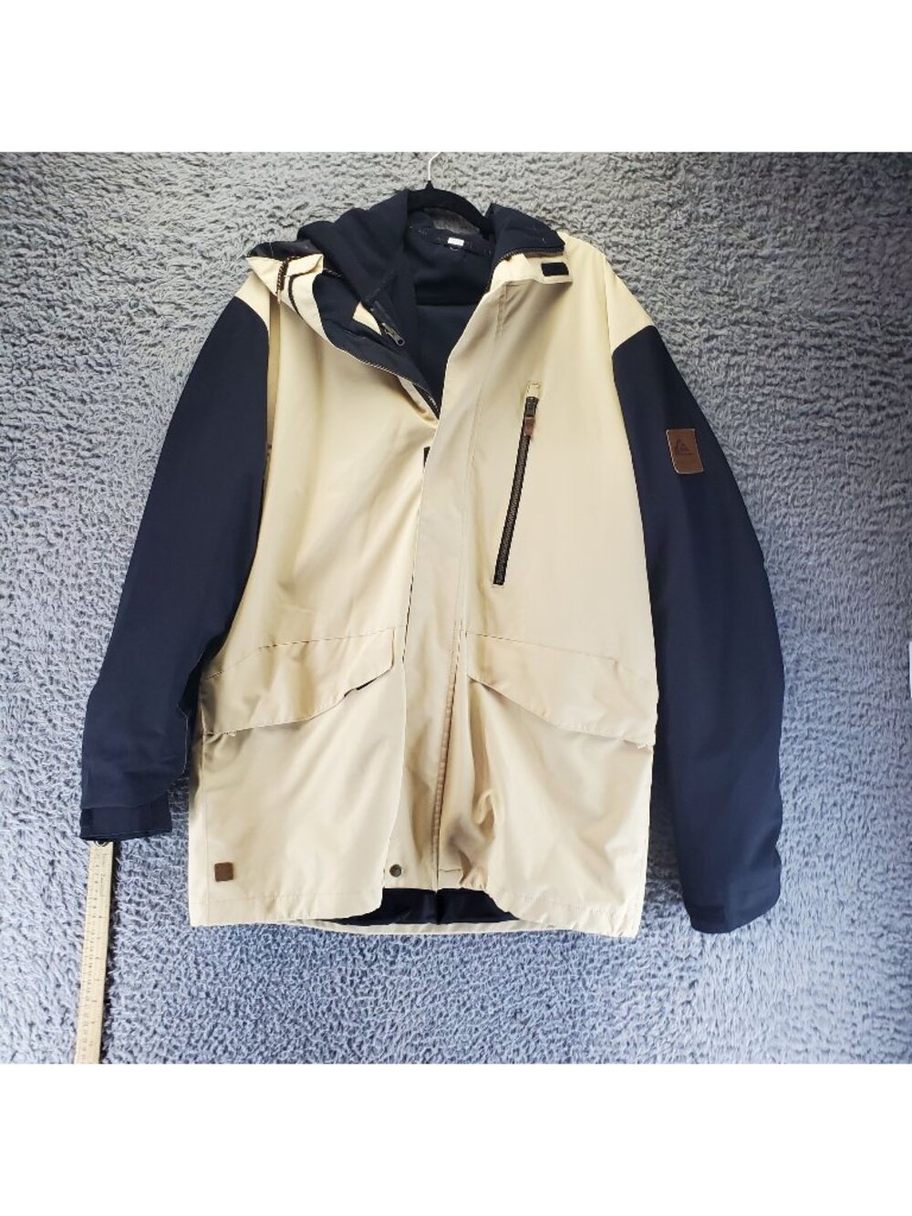 Quiksilver Jacket Mens XL Cream & Black Mission 3 In 1 Parka *Read*